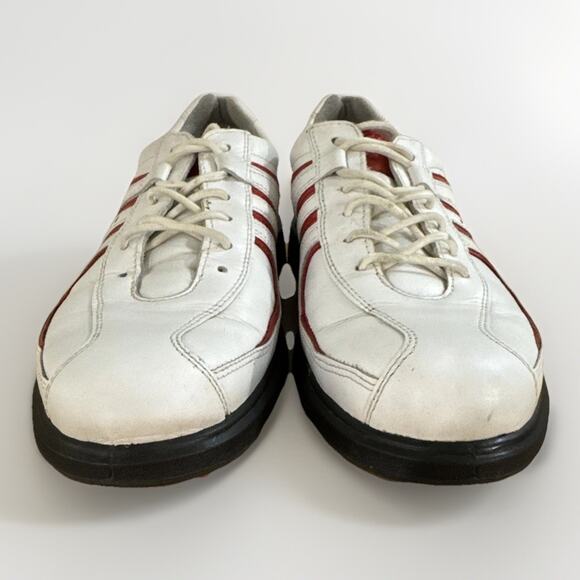ECCO Golf Shoes Mens 5.5 Women’s 7.5 White Red Leather Soft Spikes - Picture 4 of 10